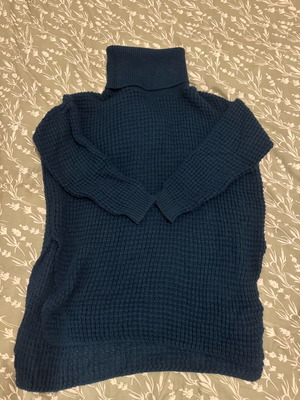 Moutaki petrol women's knitted sweater dress with turtleneck like new