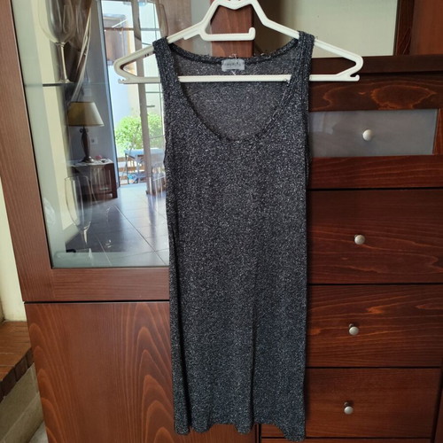 Long black blouse with silver thread like new, size S