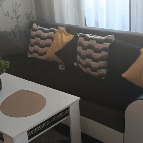 Sofa with decorative cushions