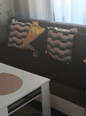 Sofa with decorative cushions