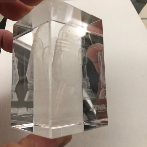 Star Wars 3-D Clear R2-D2 Paperweight new in collectible case Lucasfilm