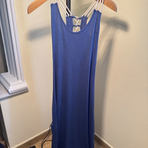 Marlen blue summer dress like new with beautiful back, long