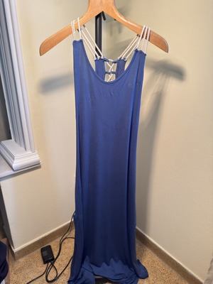 Marlen blue summer dress like new with beautiful back, long