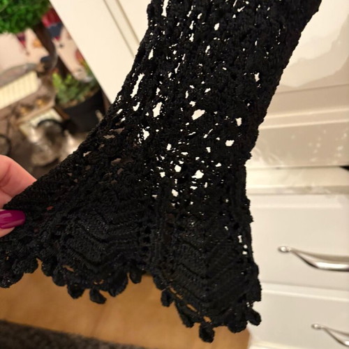 Crochet black top S like new with flare bottom sleeves