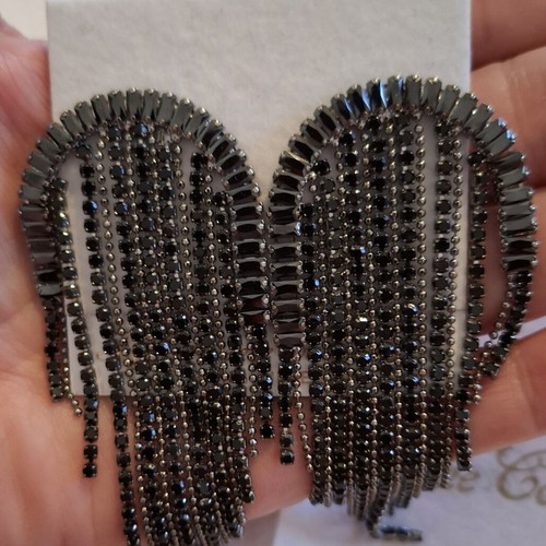 Arched Elegance hematite stud earrings with Swarovski crystals