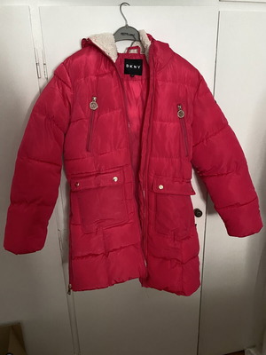 DKNY fuchsia puffer jacket, size L