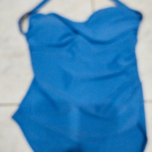 One-piece swimsuit blue electric new with neck tie