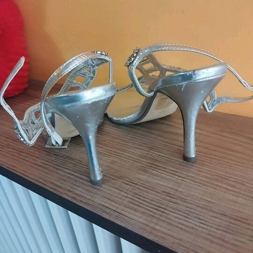 Silver sandals with rhinestones size 36 used, Why Not brand