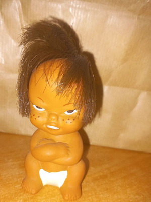 Vintage small angry doll 70s, Japanese retro