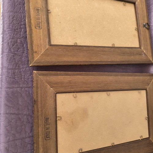 Vintage Italian wooden frames with classic bucolic scenes, pair of 2