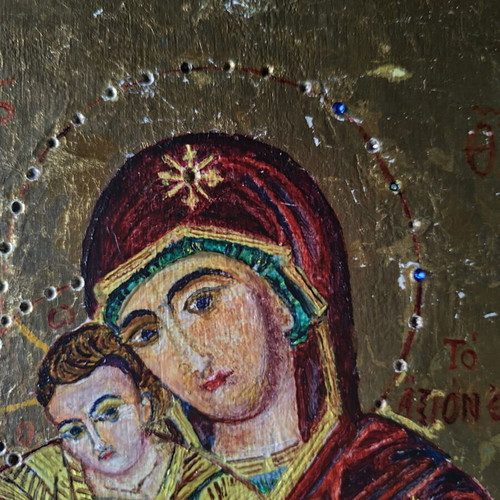 Axion Esti Handcrafted Religious Icon 1923 Like New