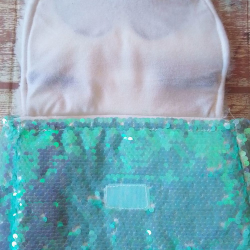 Plush kids backpack panda with sequins used