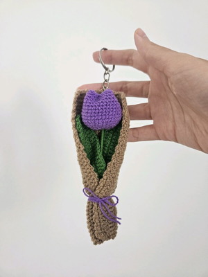 Flower keychain σαν καινούργιο, πλεκτό λουλούδι