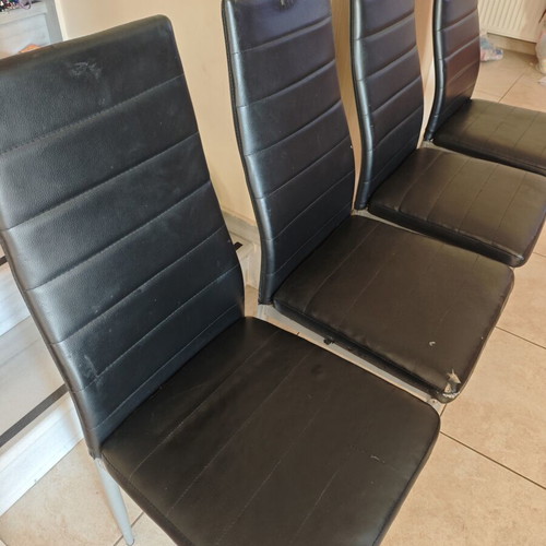 Dining chairs, set of 4, faux leather with wear