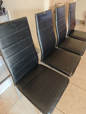Dining chairs, set of 4, faux leather with wear