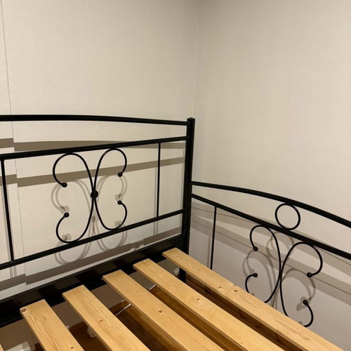Half-Double Bed with Mattress 120x200 Like New, Handmade Metal Frame