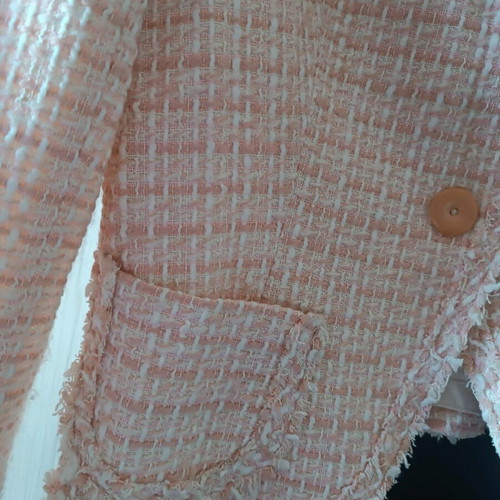 Zara set tweed jacket and trousers 38 soft pink like new