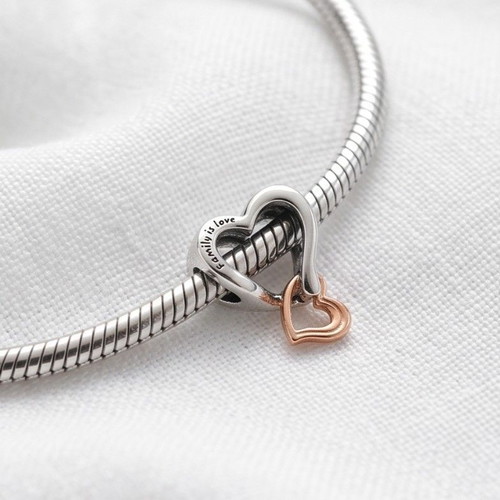 Pandora Two-tone Openwork Infinity Heart Charm new, silver and rose gold