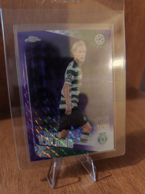 Morten Hjulmand Sporting CP Topps Chrome UCC Purple Geometric Refractor card like new