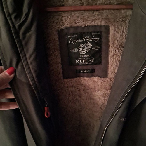 Replay jacket with warm inner fur lining, size XL, like new