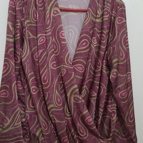 Satin shirt like new with purple, green and pink shades