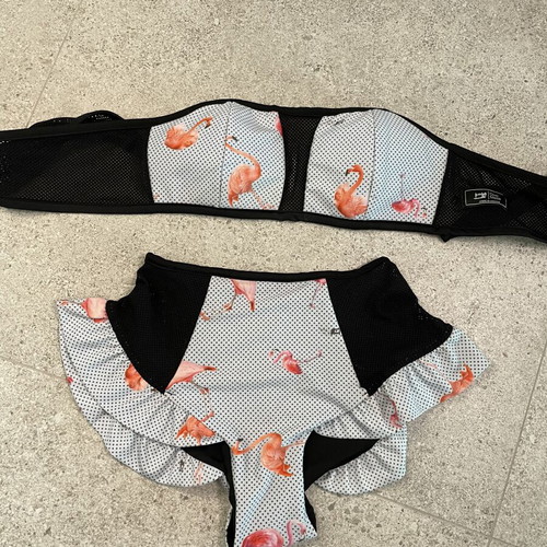Chic Mess Flamingo Bikini with Ruffles like new