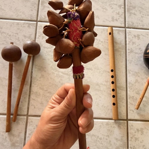 Set of 5 traditional wooden musical instruments like new