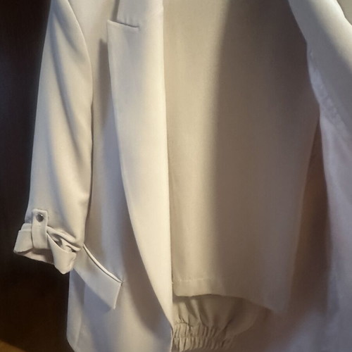 Zara suit set with jacket and Kaktus elastic waist trousers, beige