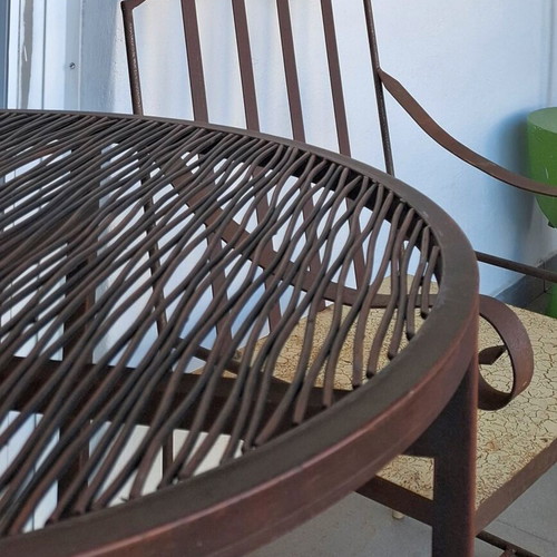 Wave side table handmade like new, bronze 60cm