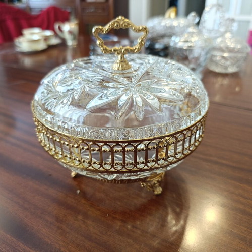 Crystal fondue dish like new with gold details
