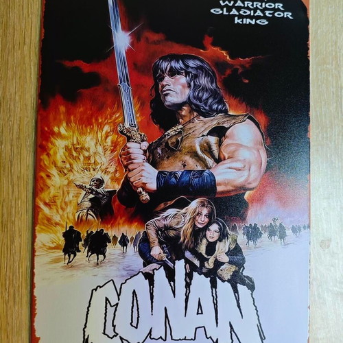 Metal sign Conan the Barbarian Arnold Schwarzenegger like new, vintage