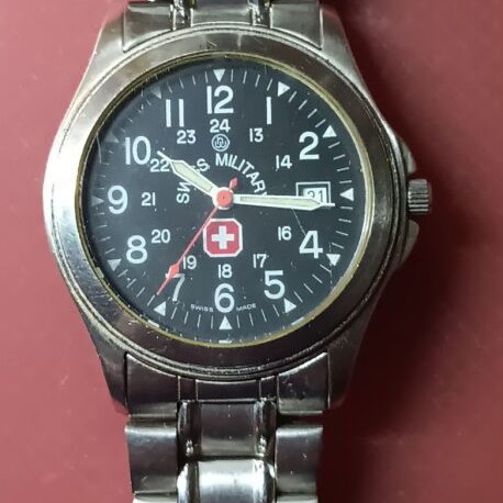 Swiss Military watch used, men's, silver, battery replacement needed