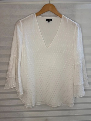 Massimo Dutti Shirt-Tunic Like New, M White with Bell Sleeve