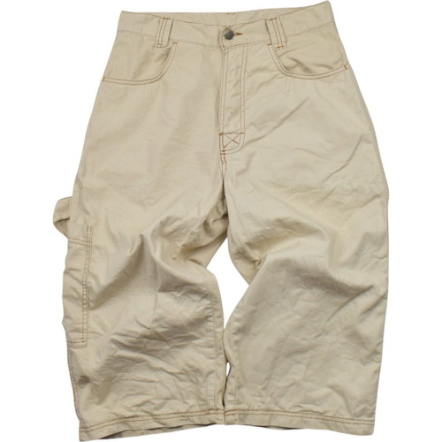 Tribal Baggy Long Shorts Beige Y2K Hip Hop Skate Style used, size XS-S
