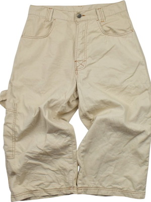 Tribal Baggy Long Shorts Beige Y2K Hip Hop Skate Style used, size XS-S