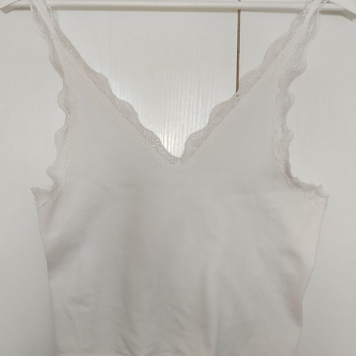 Blouse with straps and lace white medium large Pull & Bear new