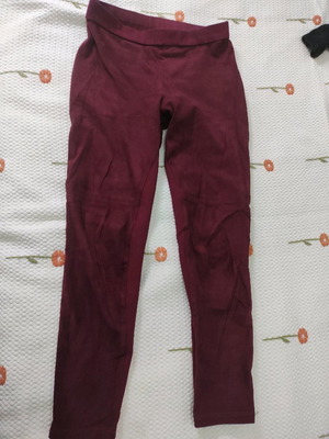 Stradivarius suede pants burgundy small with elastic back and pockets