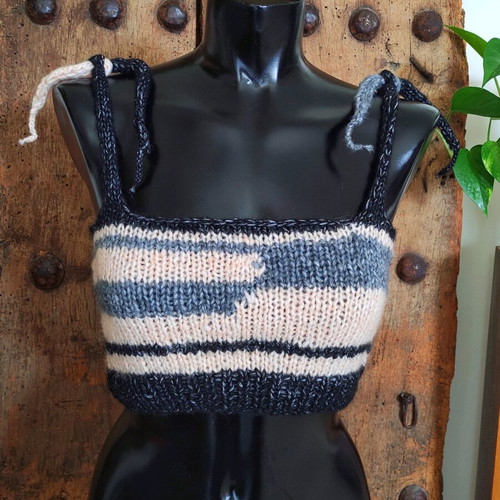 Handmade knit crop top multicolor new, size S