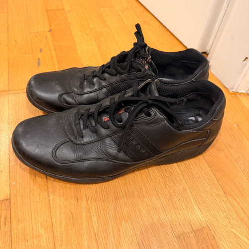 Prada sneakers black leather used size 43.5