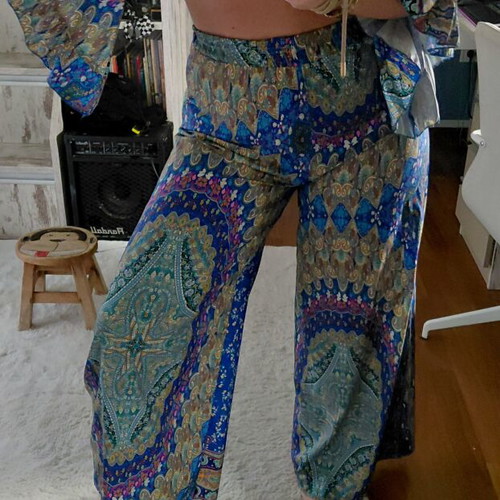 Boho set with pants and crop top one size like new