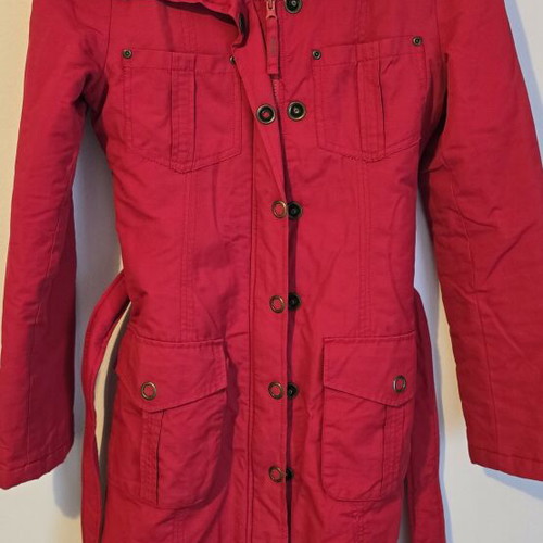 Biston women's coat with belt like new, red, size L