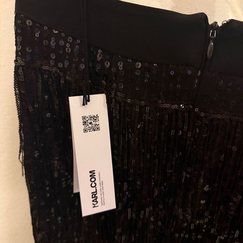 Maxi skirt Karl Lagerfeld new, black with sequins and fringes