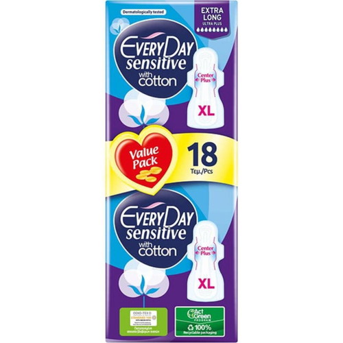 EveryDay Sensitive Ultra Plus with Cotton Extra Long, new, 18 pcs