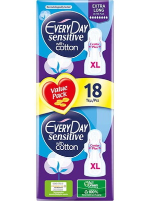 EveryDay Sensitive Ultra Plus with Cotton Extra Long, new, 18 pcs