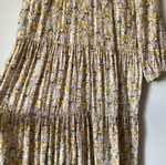 Yellow floral dress with 3/4 sleeves, medium size