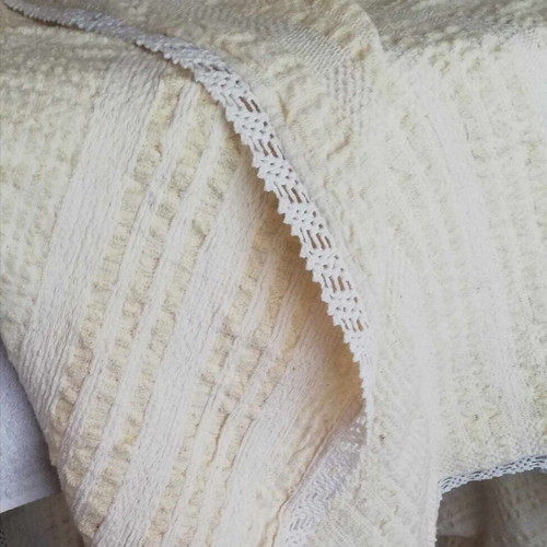Woven blanket throw like new, wool and cotton 200x190 cm