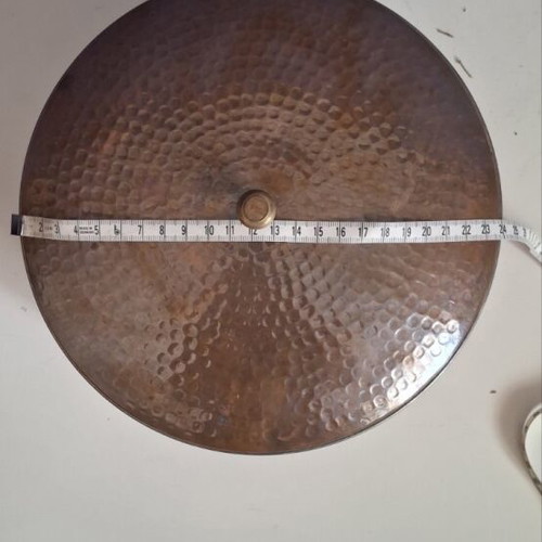 Vintage hammered copper biscuit tin with lid