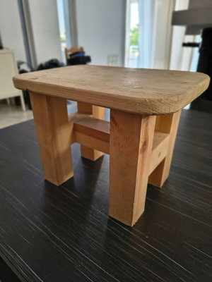 Wooden Stool used, handmade solid pine wood