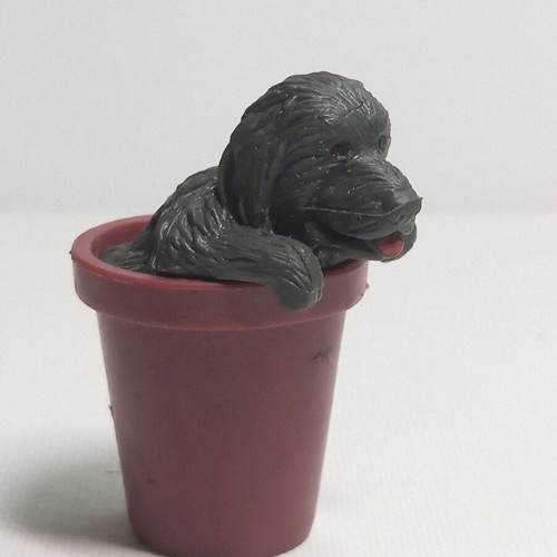 Miniature dog in flowerpot 1994 vintage collectible like new