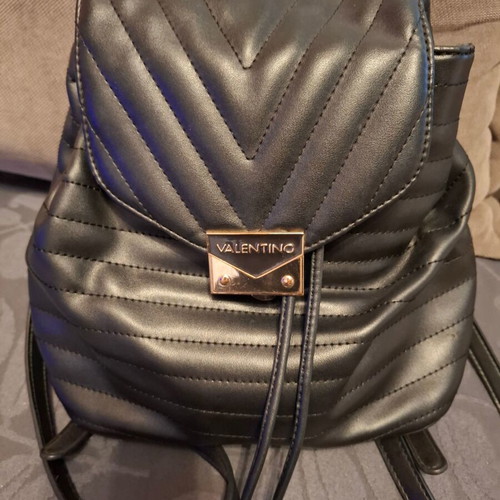 Valentino backpack used, black with gold clasp